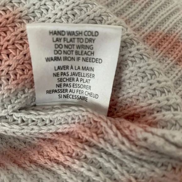 Women's Pink Navy Tie Dye Knit Sweater SZ S Long Sleeve Pullover Top Lightweight - Picture 6 of 7